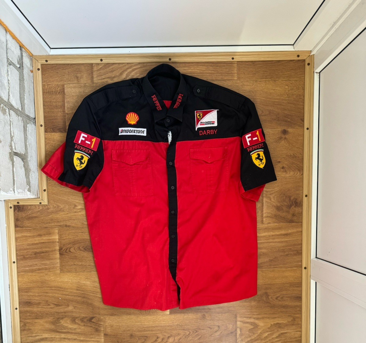 Rare Vtg  Ferrari Marlboro Michael Schumacher Button Shirt XL BLOCK CORE