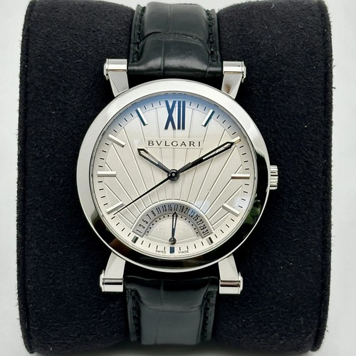 Bvlgari Sotirio Rétrograde Acier Blanc Cadran Automatique Montre Hommes SB42SDR - Photo 1 sur 9