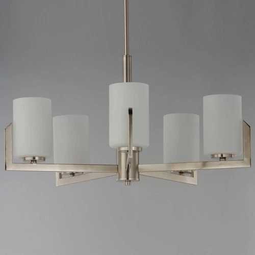 Maxim Dart 26" Wide Satin Nickel White Glass Modern 5-Light Chandelier - Picture 3 of 5