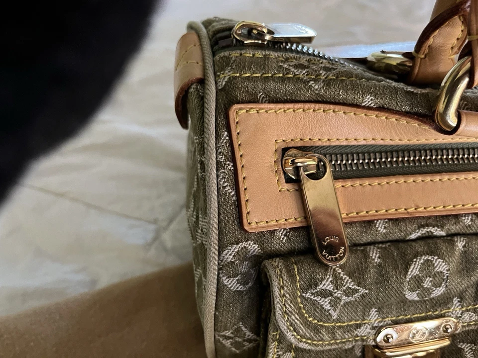 Louis Vuitton Speedy Neo Monogram Green Denim Leather Satchel - Image 3 of 4