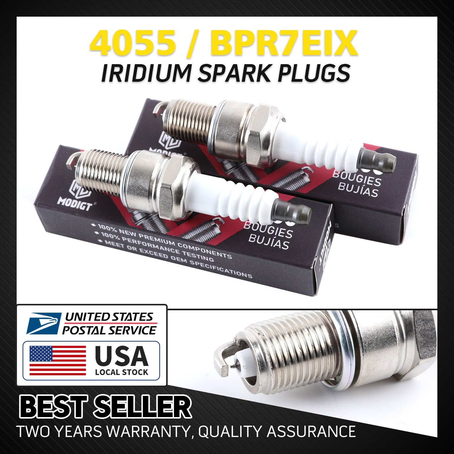 4Pcs Fit For NGK 4055 / BPR7EIX Iridium SPARK PLUGS For ENGINE STANDARD PLUG NEW