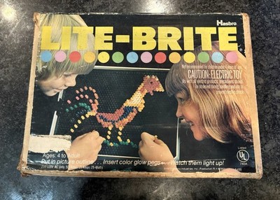 Vintage 1973 Hasbro Lite Brite w/ Original Box, Base, & Pegs