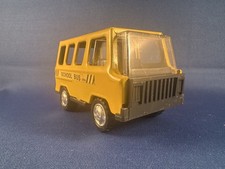 Vintage 1960s Mini School Bus Yellow Black, Tin Plastic, Japan NICE