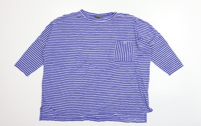 Primark Damen Basic T-Shirt blau gepunktet Größe L