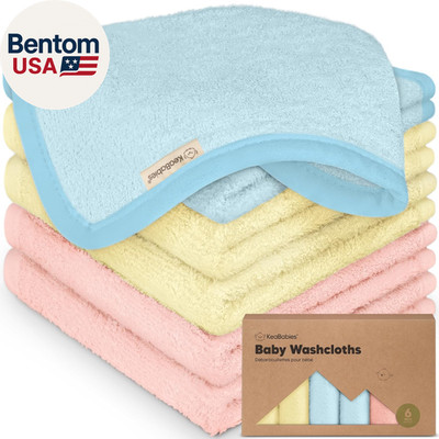 6-Pack Baby Washcloths - Soft Absorbent Viscose from Bamboo Wash Cloths for Babi