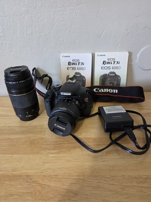 Canon EOS Rebel T3i/EOS 600D Bundle 18-55mm & 75-3000mm w/ Charger, Battery