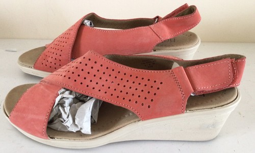 Ladies HOTTER Comfort Concept “JASMINE” Coral Leather Sandals U.K. 6 FREE P&P - Picture 3 of 8