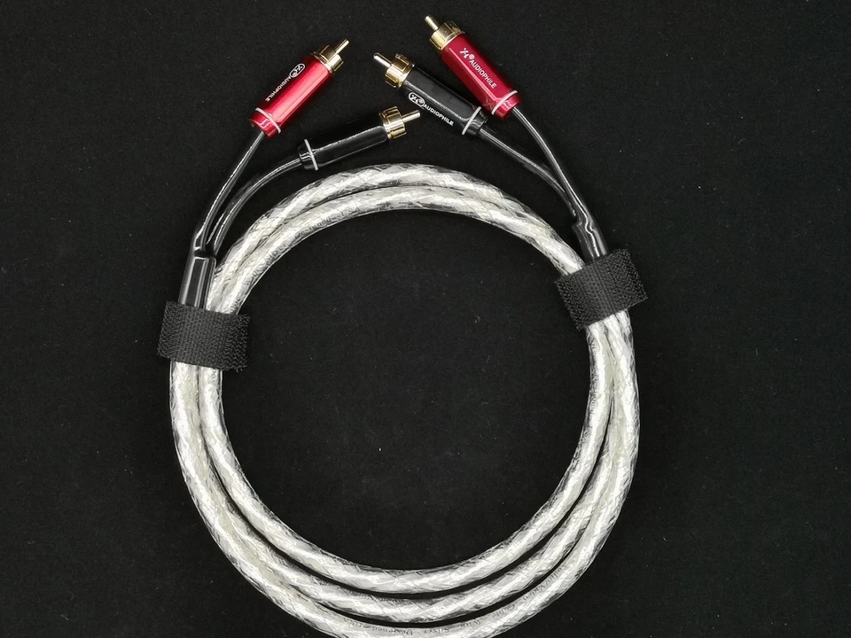 1x Pure Copper Silver Plated RCA Audio Cable Gold Plug connector  - Image 2 of 4