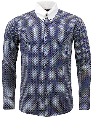 Mens Retro Mod 60s Indie Black /& Blue Cotton T Shirt …