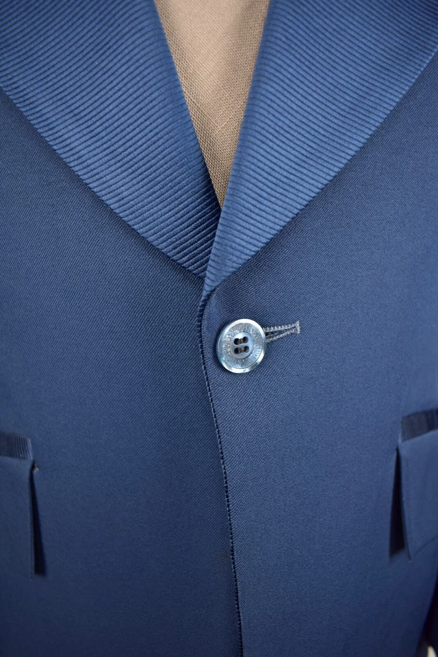 1962-1976 After Six Solid Blue Wool Blend One Button Dinner Jacket Size: 37S - Image 2 of 4