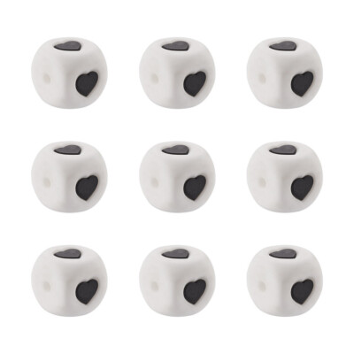 10 Stck. Herz Muster Silikon Perlen 12 mm Weiß Quadrat Lose Perlen Zum Selbermachen Zubehör