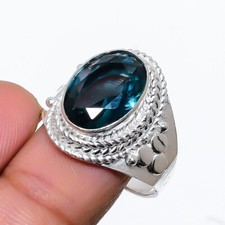 London Blue Topaz Gemstone 925 Sterling Silver Jewelry All Size Ring For Gift