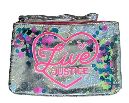 Justice Glitter Purse Wallet Wristlet 8"
