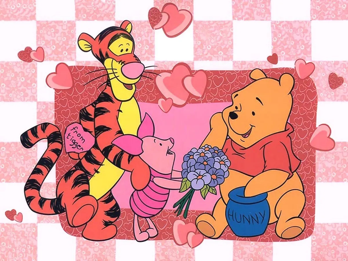 Winnie The Pooh Valentine Iron On Transfer For T-Shirt & Light Color  Fabrics #14
