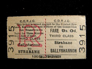 Vintage C D R J C Railway Ticket Strabane To Ballyshannon No 3915 3rd Cl Return Ebay