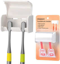 Toothbrush Holder Wall Mounted with Cover, Self Adhesive Toothbrushes Holder Per