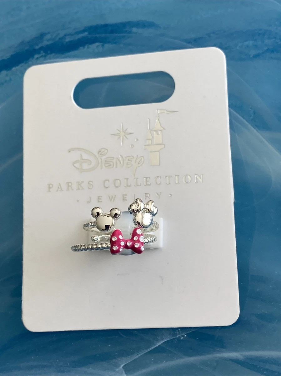 Disney Parks Collection Mickey Minnie Adjustable 2 Rings Set New