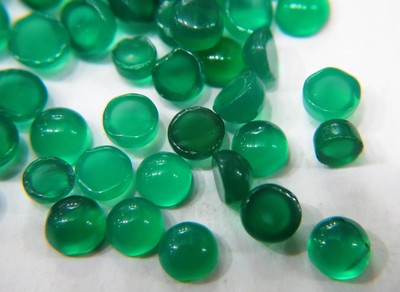 10cts Loose Green Onyx Round Cabochon 4.0mm Approx 30pc Brazil Emerald Color