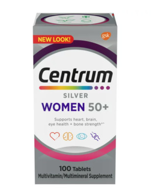 Centrum Silver Women 50 Plus, Multivitamin Supplement, 100 Tablets + Includes