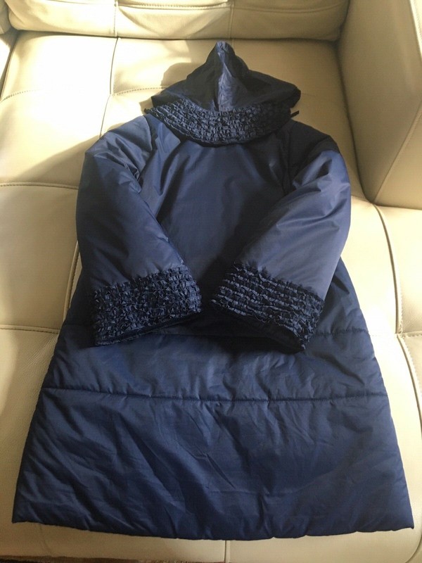 LILI GAUFRETTE Down Coat Jacket Long Sleeve Hood Navy Zip Girl SZ 10 $495 Winter