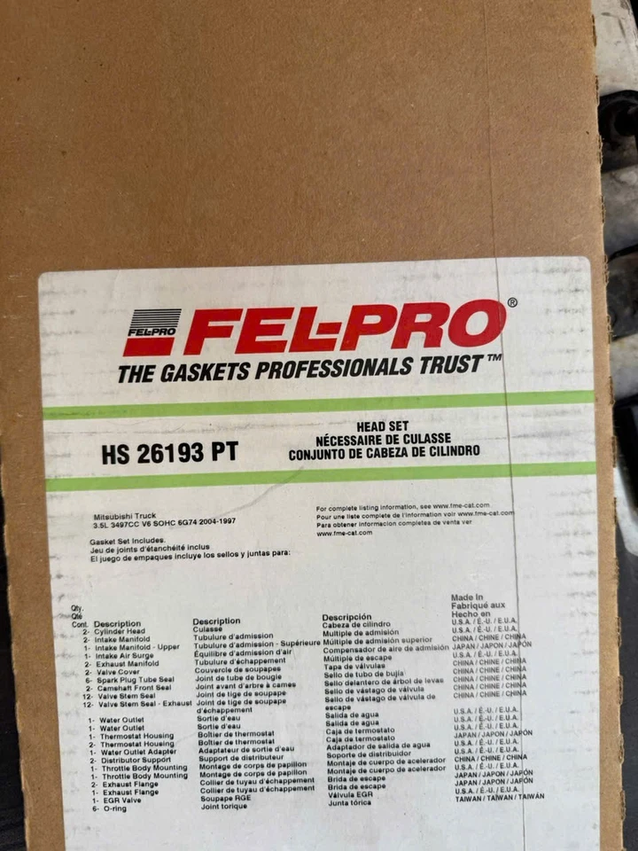 Fel-Pro HS 26193 PT Cylinder Head Gasket Set For 97-04 Montero Montero Sport - Image 2 of 2