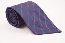 Edsor Kronen Krawatte blau rot Ornamente dunkelblau Seide 8,5 cm Vintage A220