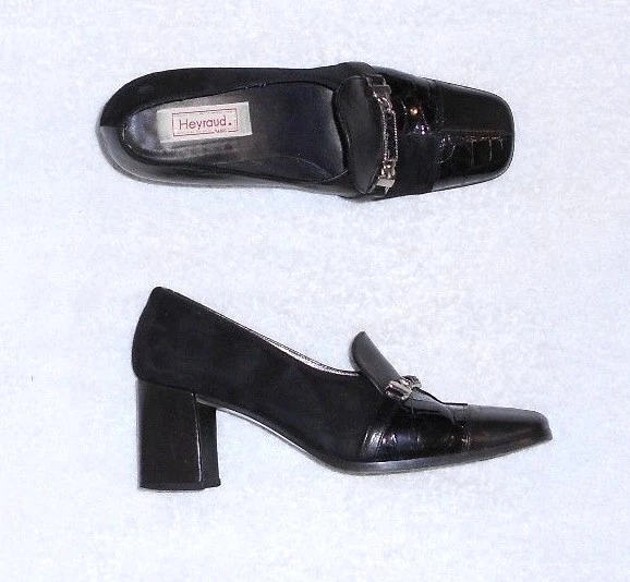 Escarpins HEYRAUD Stretch Et Cuir - Noir - Taille EU 35 (Italie) - Très Bon état