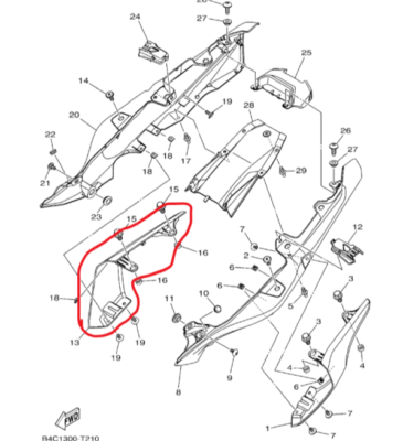 YAMAHA MT07 BLACK RIGHT SIDE BODY PANEL, COVER B4C-21721-00-P1 | eBay