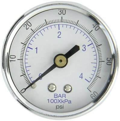 #ad #ad Dry Pressure Gauge 1 4quot; NPT Thread Center Back Mount 2quot; Dial 0 60 PSI Range $11.37