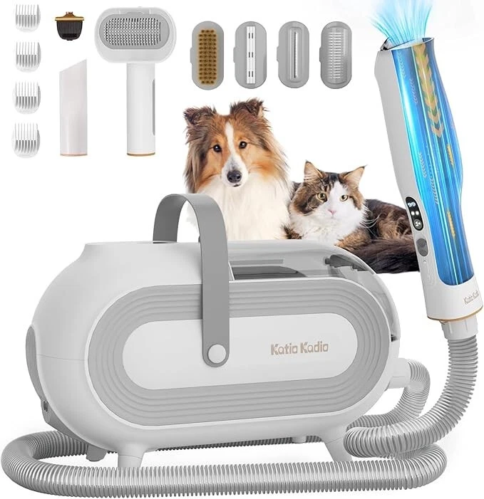 Dog & Cat Pet Grooming Kit & Vacuum 2L Large Capacity + 5 Clippers & Deshedding