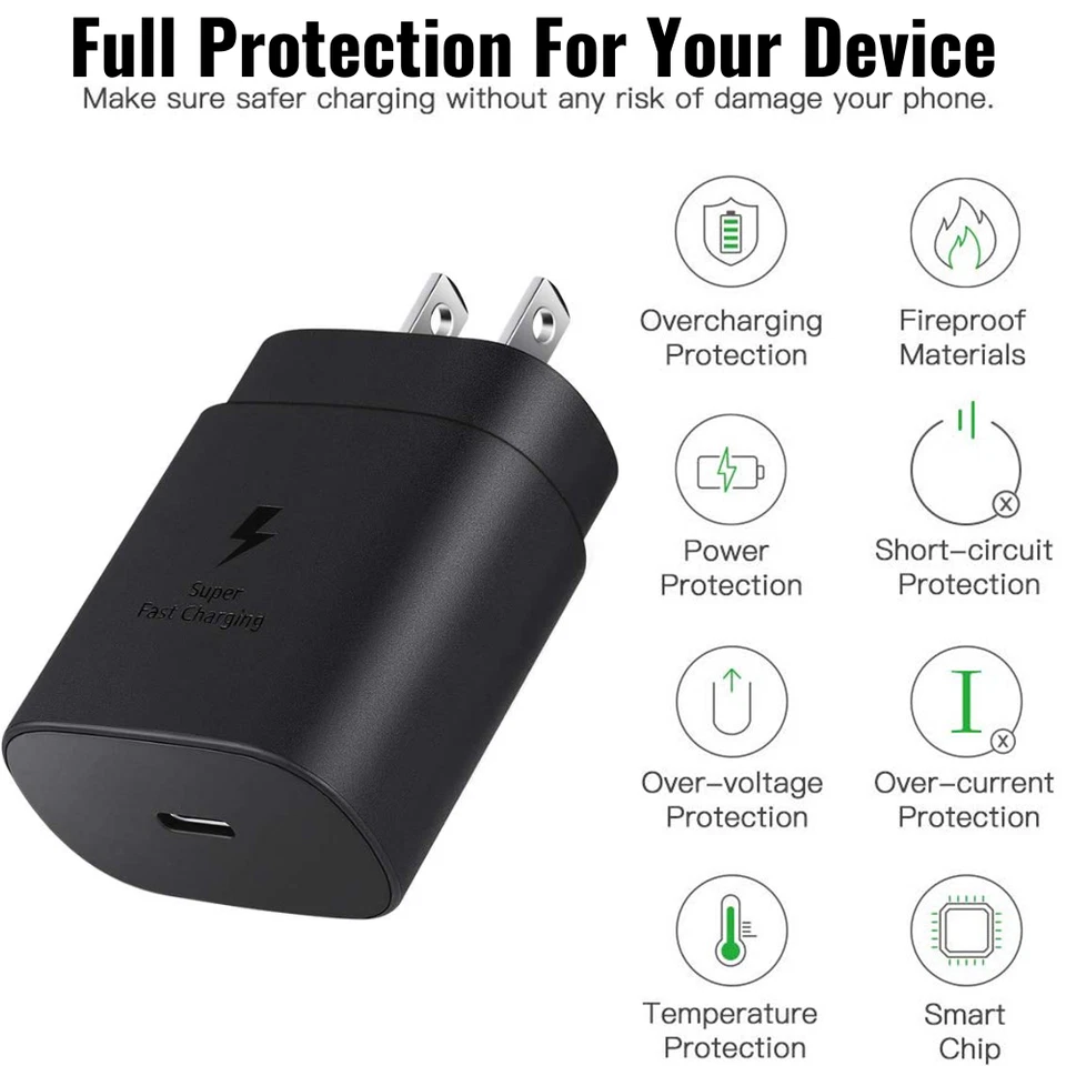 Cubo Cargador PD Rápido 25W Para Samsung Galaxy S10 S20 S21 S22 Cable USB C Tipo C Foto 4 de 4