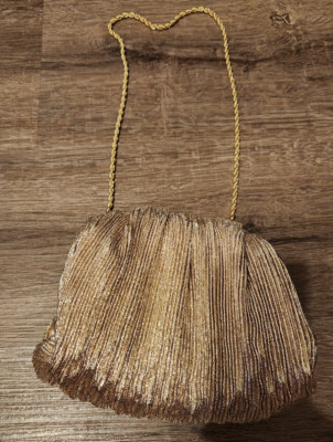 Loeffler Randall Pleated Dome Clutch Champ Gold With Gold Chain NWT