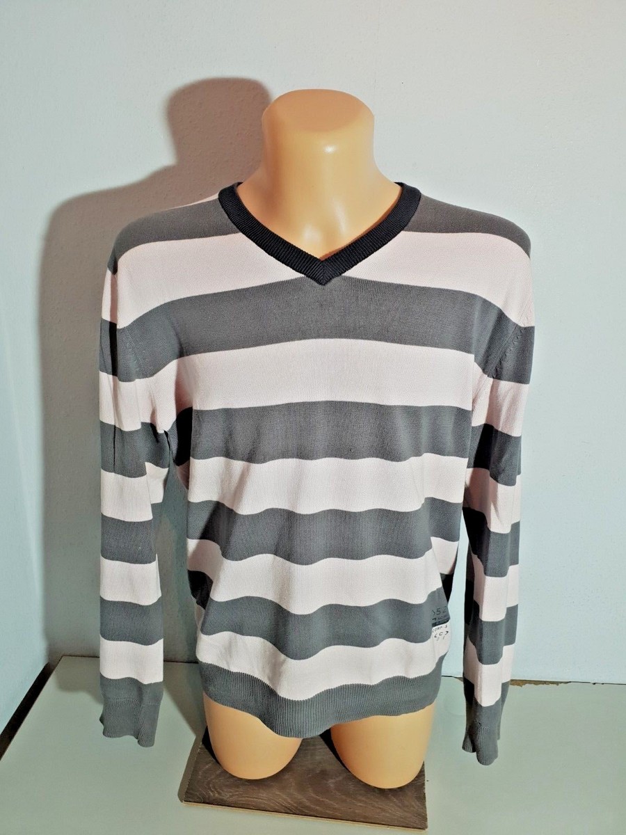 Esprit mens jumper sweater size M grey/pink cotton long sleeve