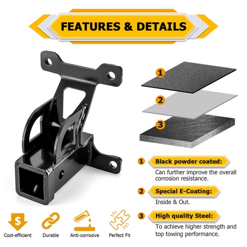 For 2020-25 Polaris RZR PRO XP Rear 2" Trailer Hitch Receiver Shackle Tow Mount - Picture 3 of 9