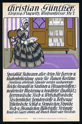 Alte Werbung orig. Lithographie 1913 Tuchwaren (3) Christian Günther Leipzig