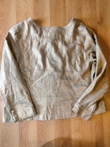 Lane Bryant Women's Full Zip With Ruffles Linen/ Cotton Jacket Tan And Gold Size - Picture 9 of 9