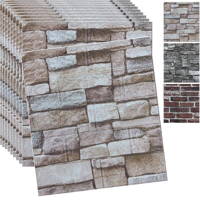 	10PCS 3D Wall Panels Peel and Stick 3D Brick Wallpaper Peel and Stick Faux S...