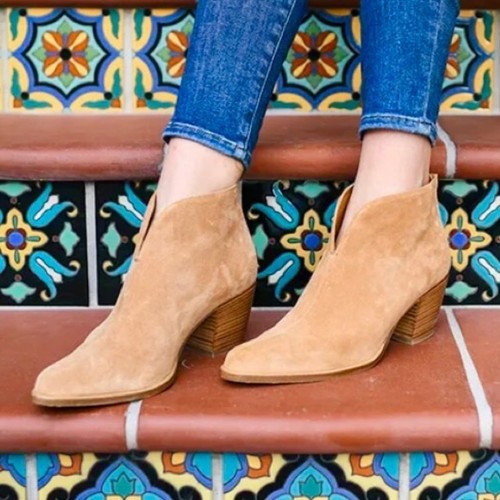 Vince Havana Notch Suede Ankle Boots 