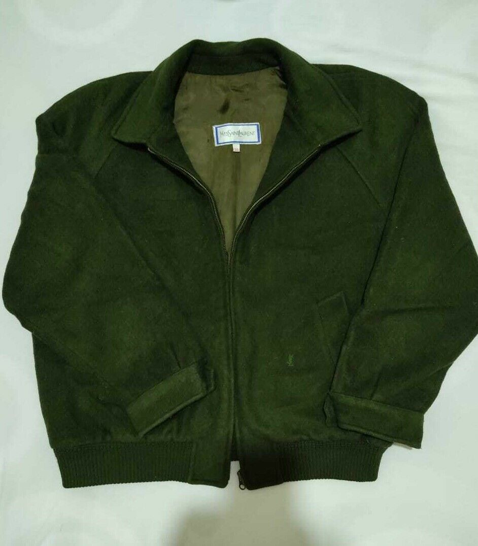 YVES Saint Laurent YSL Mens ORIGINAL Wool Bomber Jacket green size 50