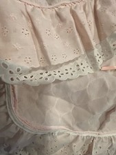 Vintage Pink Islet Baby Cradle Skirt With White Trim 21.5&rdquo; Opening & 25&rdquo; Long