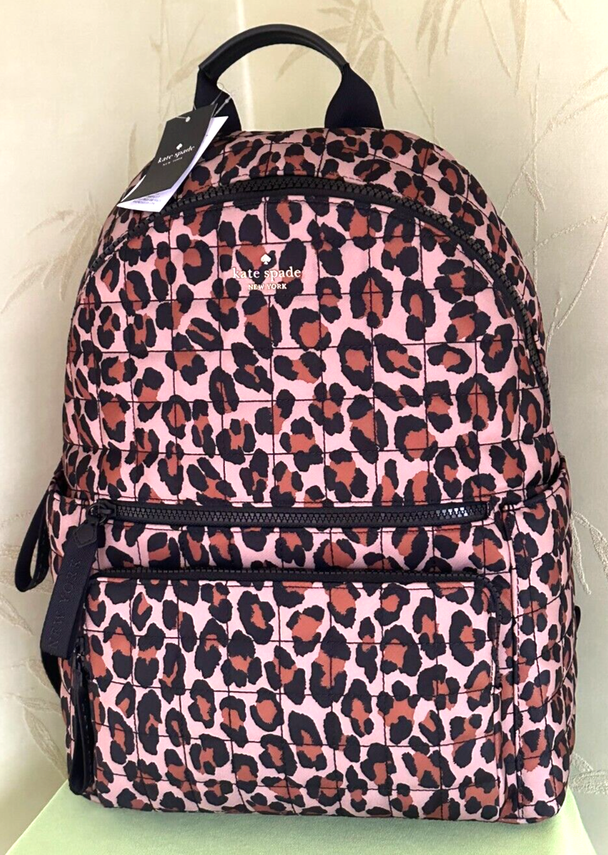 KATE SPADE CAMDEN QUILTED LARGE LEOPARD BACKPACK