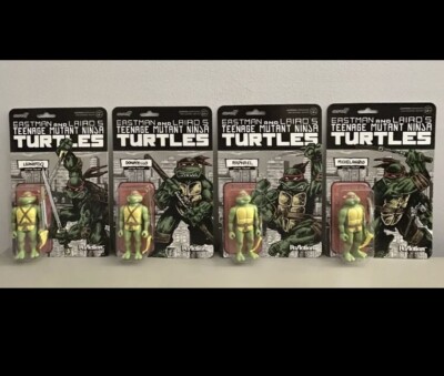 SUPER 7 TMNT MIRAGE VARIANT PX EXCLUSIVE REACTION NINJA TURTLES FIGURE SET OF 4