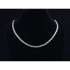 VFK 14K White Gold 2Mm Rope Chain 24'' – Elegant Unisex Necklace