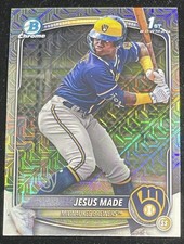 Jesus Made 2025 1st Bowman Chrome Prospects Mojo Refractor Milwaukee Brewers