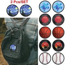 2 Pack Embroidered Round Iron-On Patches Sew-On Patches for DIY Craft Clothes
