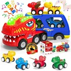 Cute Dinosaur Toys for 1 2 3 4 Year Old Boys Girls, 5 in 1 Dinosaurs Truck Toys