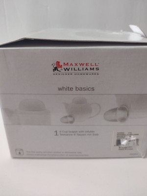 New MAXWELL & WILLIAMS WHITE BASICS TEAPOT FIRST QUALITY PORCELAIN 6 Cups