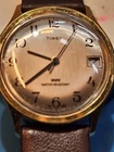 Timex Men's Vintage Date Mechanical Watch Gold-Tone.