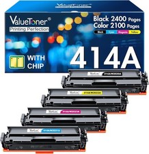 Valuetoner 414A Cartridges 4 Pack Compatible Replacement for HP 414A with Chip