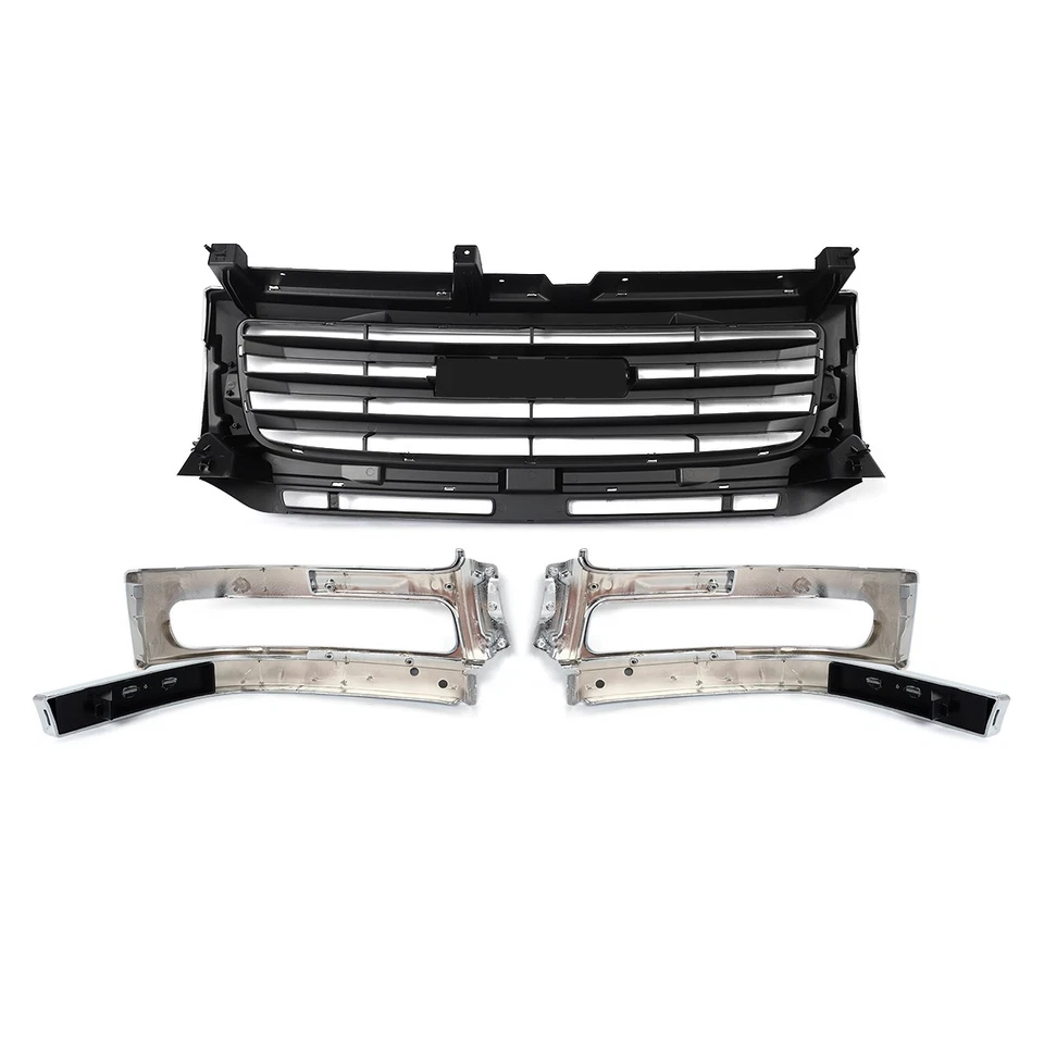 Chrome+Matte Black Front Bumper Grille For 2003-2006 GMC Sierra 2500 HD 3500  - Image 4 of 4